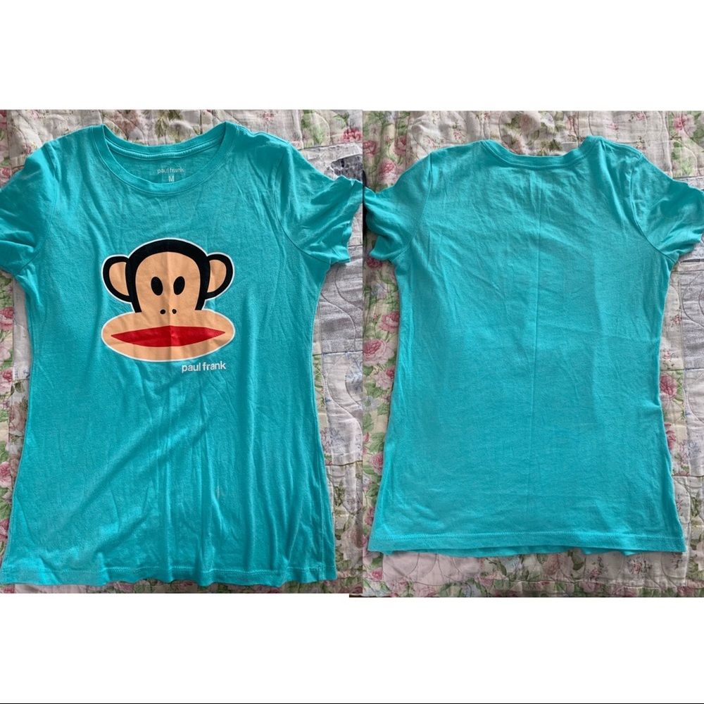 Paul Frank blue teal monkey logo t-shirt!